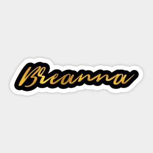 Breanna Name Hand Lettering in Faux Gold Letters Sticker